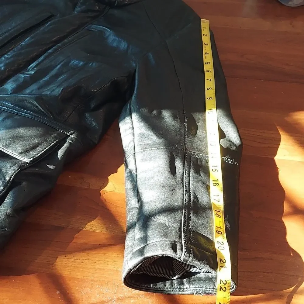 Hugo Boss Black Lambskin Leather Field Jacket 38R - Picture 15 of 16